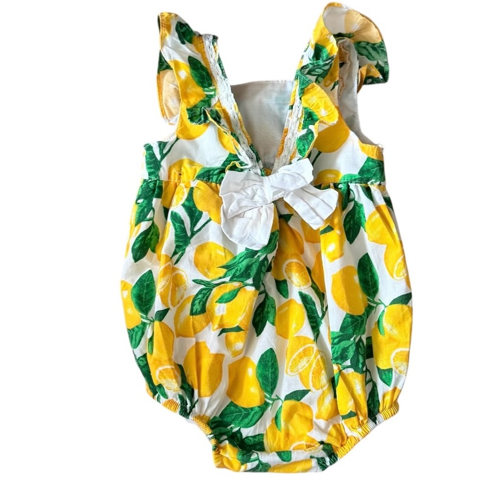 Cynthia Rowley Lemon Print Baby Romper Size 3-6 M - Picture 2 of 4